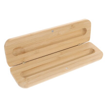 Wooden Pen Case Bamboo Pencil Box for Single Pen Storage with Display Stand and Natural Finish