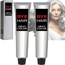 Permanent Silver Gray Hair Dye Cream 3.52oz, Gentle Formula for All Hair Types, 2 Pcs Large
