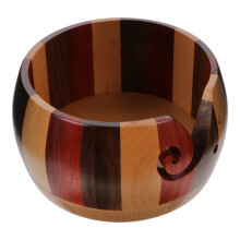 Vintage Wooden Yarn Bowl for Knitting and Crochet with Smooth Finish and Tangle Yarn Control