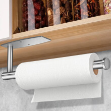 Under Cabinet Paper Towel Holder Stainless Steel SpaceSaving Rack Mirror Silver Dual Mount