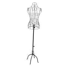 Female Wire Mannequin Torso with Stable Metal Base, Black Dress Form for Sewing and Jewelry Display