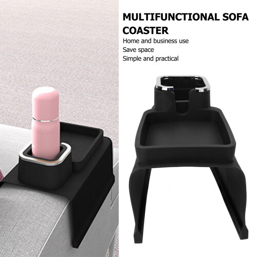 Multifunction Silicone Couch Arm Cup Holder Tray with Non-slip Base Black 2