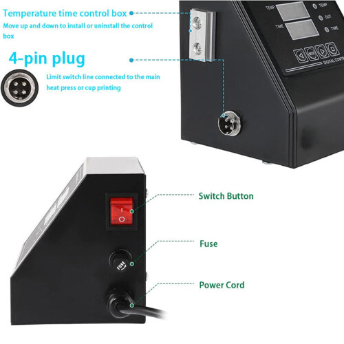 Heat Press Control Box with LED Display, Precise Temperature Controller for TShirts Hats Cups 2