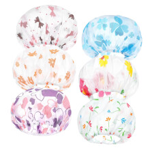 Kids Shower Cap 6 Pcs Waterproof Reusable Toddler Bath Caps with Cartoon Design and Elastic Fit