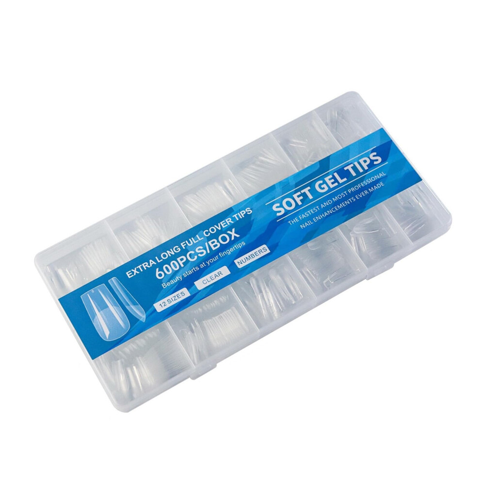 Square Transparent Nail Tips 600pcs UltraThin Full Cover Acrylic Nails ABS for DIY Manicure