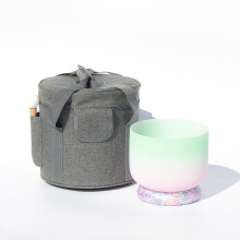 8 Inch Green 432Hz F Note Crystal Singing Bowl with Case Cushion Mallet for Yoga Meditation