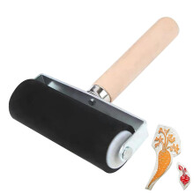Large Rubber Brayer Printing Roller 10cm with Wooden Handle for Block Printing Stamping Crafts