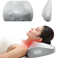 Shiatsu Massage Pillow with Heat for Deep Tissue Neck and Back Relief, Adjustable Intensity, Beige Ref: 6151