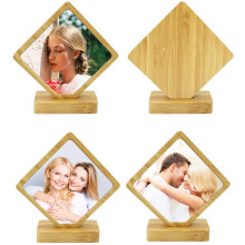 Pack of 5 Square Sublimation Bamboo Photo Frames for DIY Heat Transfer and Tabletop Display