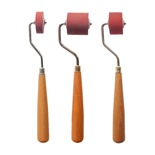 Rubber Roller Kit 3Pcs for Printmaking Stamping and Crafts with Smooth Ink Application