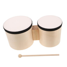 Beginner Wooden Bongo Drums Hand Drum Set with Mallet, 5 and 6 Inch for Music Education