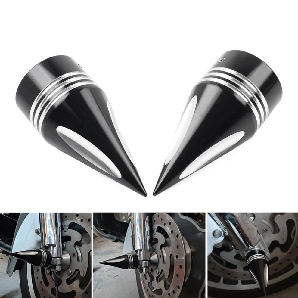Front Axle Nut Cover Aluminum Set For Harley Davidson Dyna Low Rider Fxdl 20042006 And Black/White 9174973719724