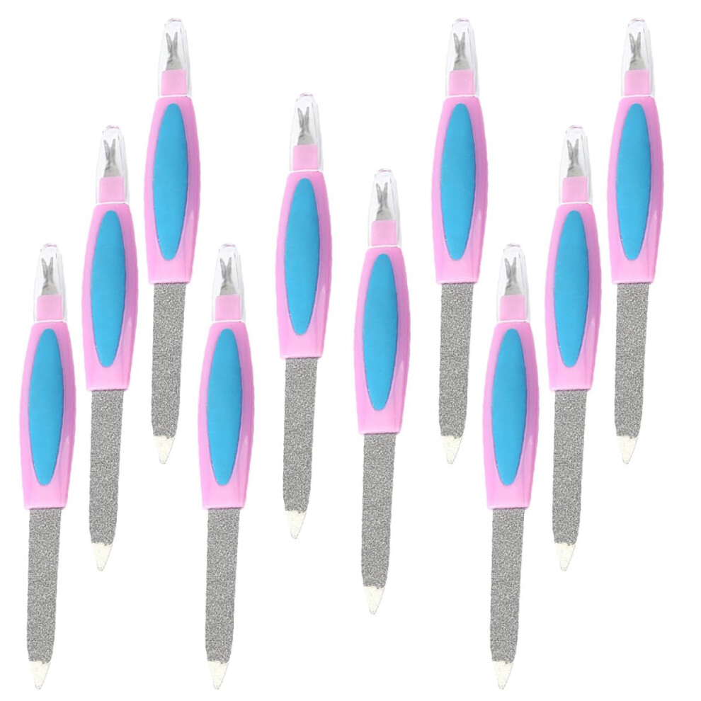 10pcs Stainless Steel Nail File and Cuticle Pusher Set DualEnded for Manicure Pedicure