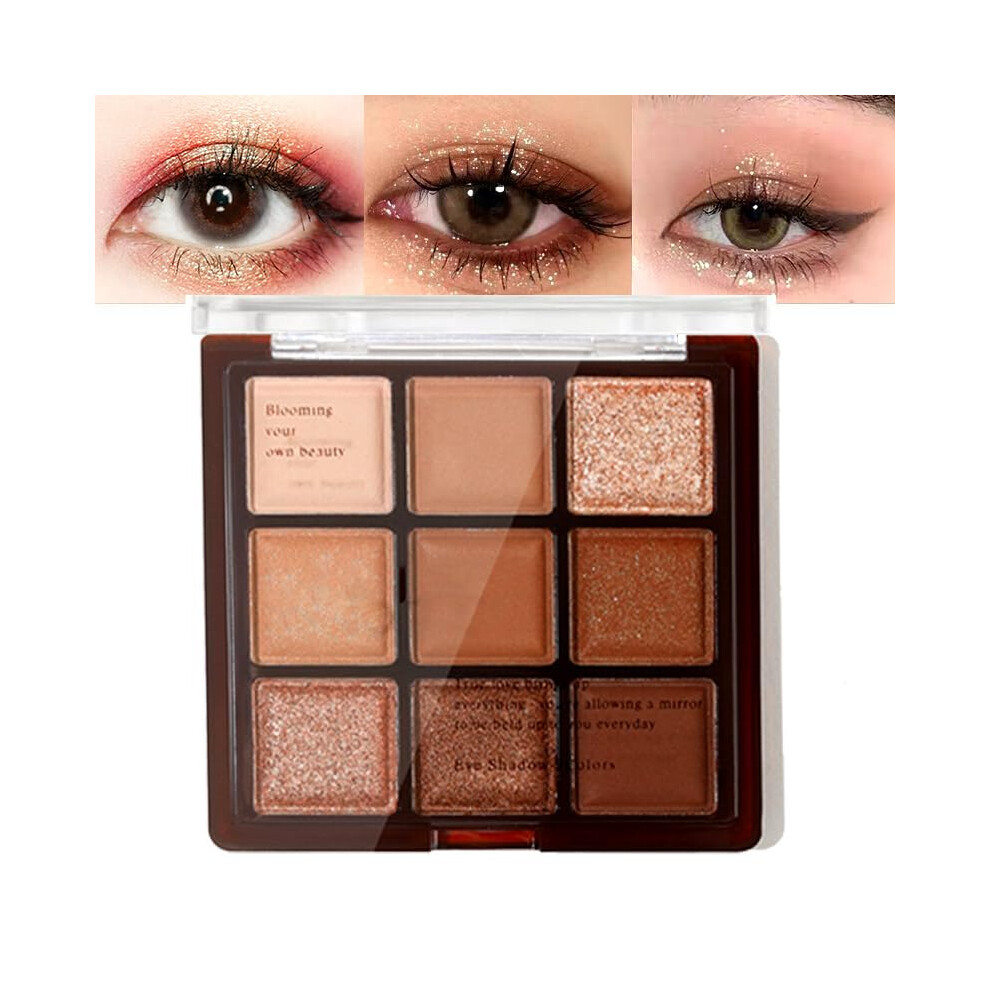 Cream Neutral Eyeshadow Palette 9 Color Nude Matte Shimmer Pigment Waterproof Long Lasting