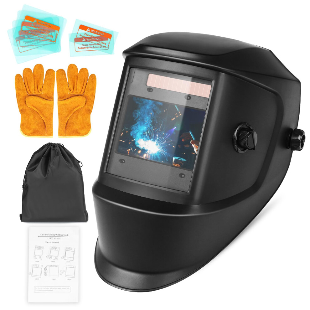 True Color Auto Darkening Welding Helmet For Mig Tig Arc With Large Viewing Area And Adjustable Shade 9169991817903