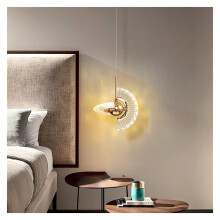 Modern Glass Pendant Light Chandelier, Elegant 18cm Metal Glass Cold White Lamp for Bedroom Decor