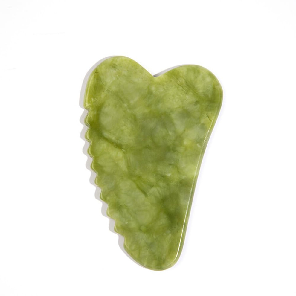 Green Gua Sha Jade Stone Facial Massage Tool For Puffiness Reduction And Muscle Tension Relief Spa Use