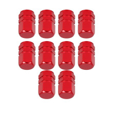 10 Pack Red Aluminum Alloy Tire Valve Caps Dustproof Hexagon Covers for Car Bike Motorcycle Wheels