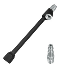 Dual Head Air Chuck 1/4 Inch FNPT Tire Inflator Chuck with Quick Plug, Extended Reach Locking Design for Car and Truck Tires