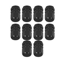 10 Pack Black Aluminium Alloy Tire Valve Caps Dustproof Hexagon Wheel Stem Covers Durable Fit