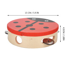 Tambourine with Metal Jingles, Wooden Handheld Drum for Singing and Dancing, Colorful Pattern
