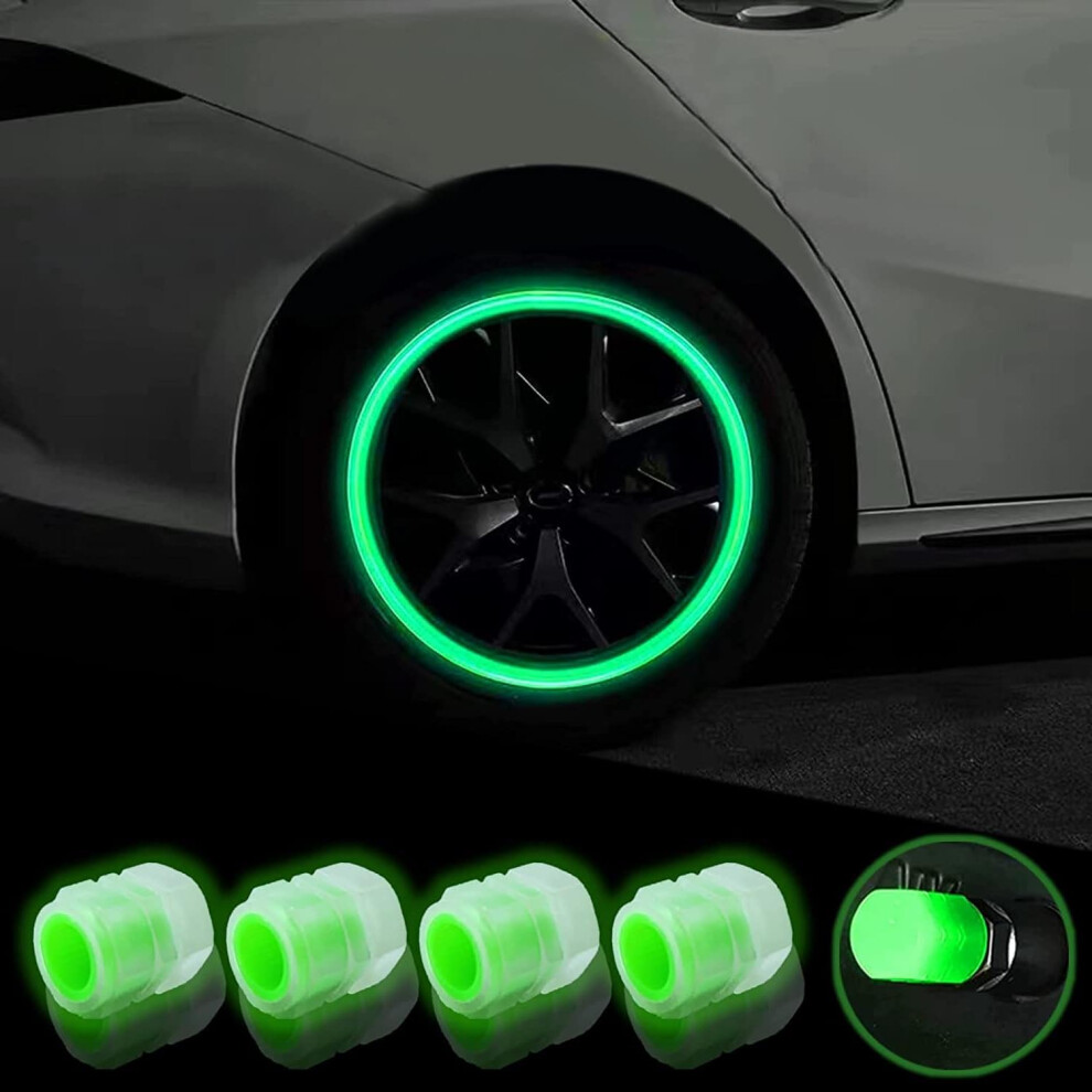 Glow In The Tire Valve Caps 8Pcs Fluorescent Dustproof Universal Stem Covers For Car Truck Suv Dark 9174973721420