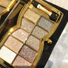 10 Color Glitter Eyeshadow Palette Waterproof Shimmer Pigmented Gold Long Lasting
