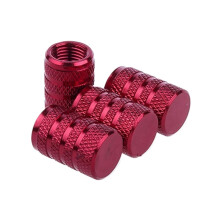 Red Aluminum Tire Valve Stem Caps 4 Pack Waterproof Dustproof Universal Fit for Car Bike