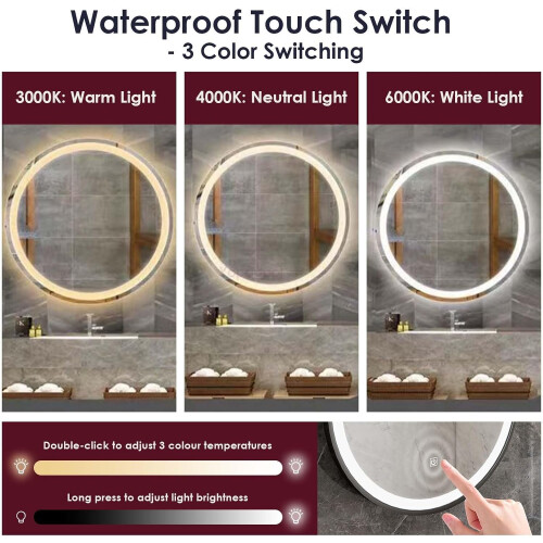 LED Ceiling Mounted Vanity Mirror with Adjustable Brightness, Round Gold Frame, 15.7 Inch 2