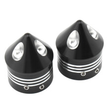 Axle Nut Covers Black and White CNC Aluminum Front Wheel Caps for Harley Dyna Touring Sportster