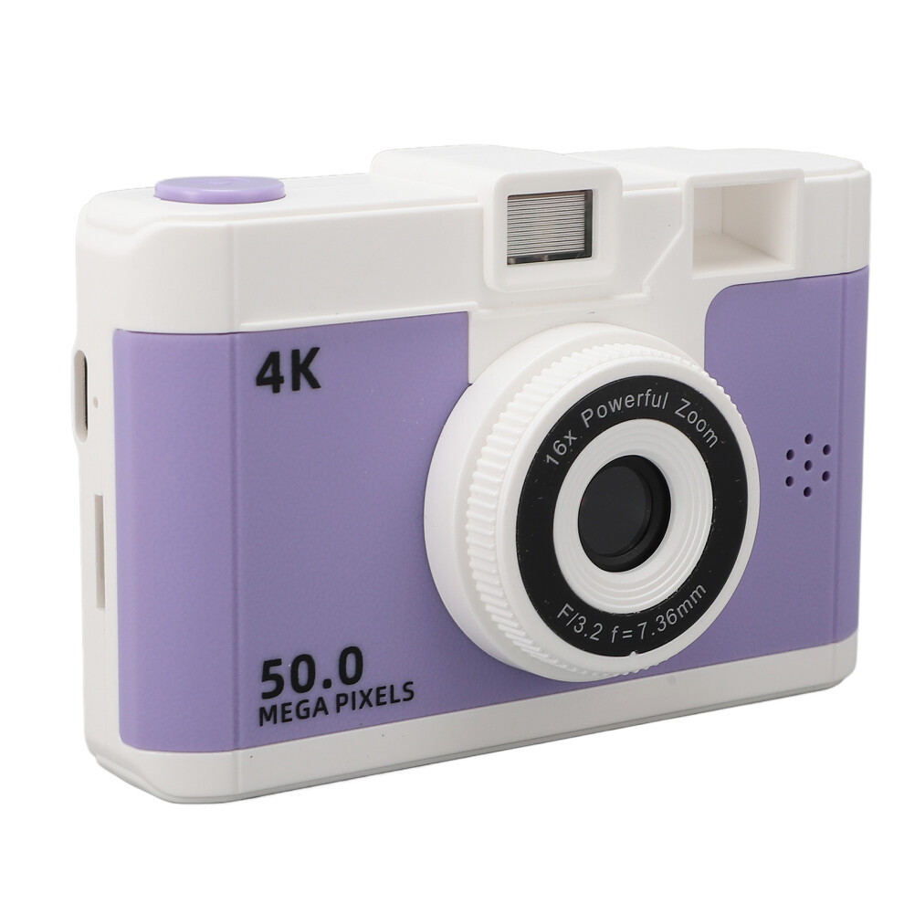 50Mp 1080P Dual Cameras Compact Camera With 8X Zoom & 2.4" Screen Purple 8311383633160