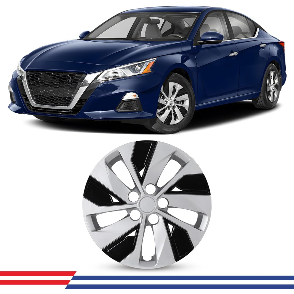 16 Inch And Hubcap Wheel Cover, Secure Snap Fit For 20192023 Nissan Altima Silver/Black 9053599211457