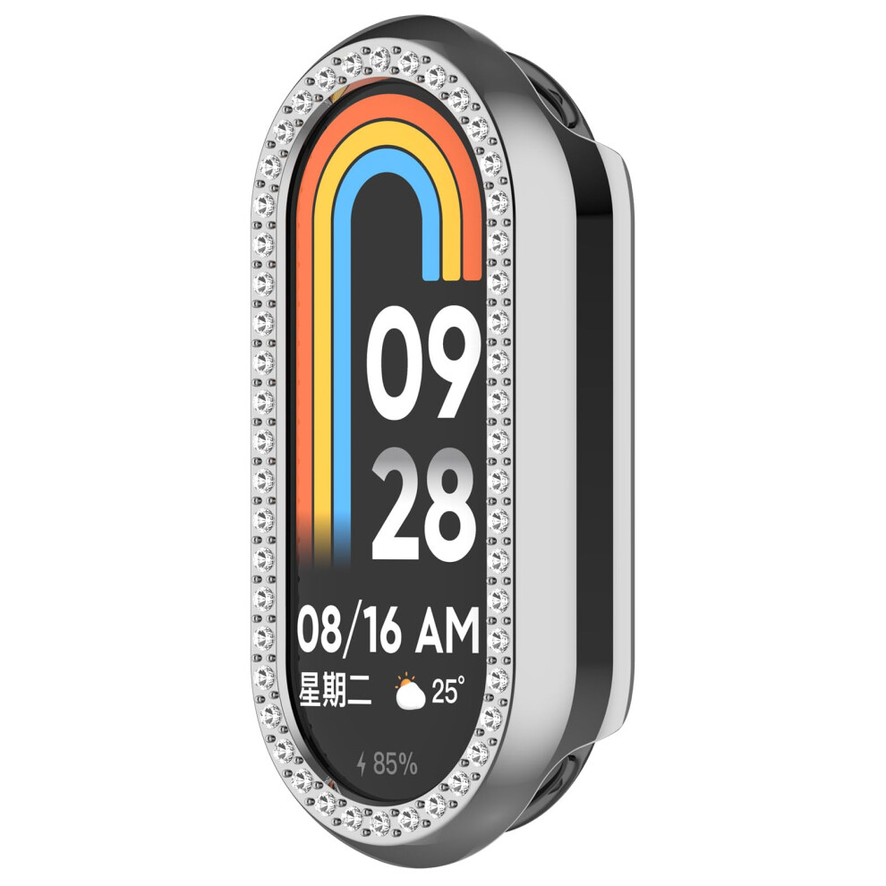 Case For Xiaomi Band 8 With Diamond Bling, Slim Pc Protective Cover Shell, Full Protection Silver 9174973722137