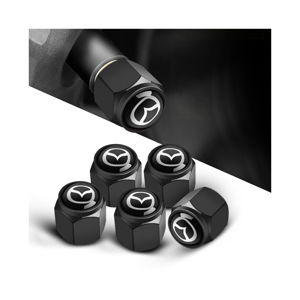 Car Tyre Valve Caps For Mazda Cx3 20152018, Dust Proof Stem Covers With Reliable Air Seal Black 9053599211655