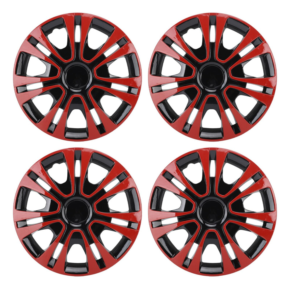 13 Inch Hubcaps Set Of 4, Universal Wheel Rim Covers For Cars Trucks Suvs, Stylish Protection Black/Red 9053599211761