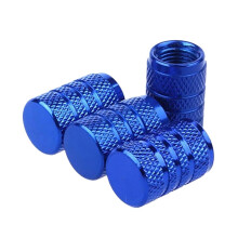 Blue Aluminum Tire Valve Stem Caps 4 Pack Universal Fit for Cars Trucks Motorcycles and Bikes
