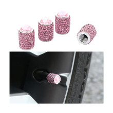 Pink Rhinestone Tire Valve Caps 4PCS Sparkling Dustproof Car Bike Motorcycle Wheel Covers