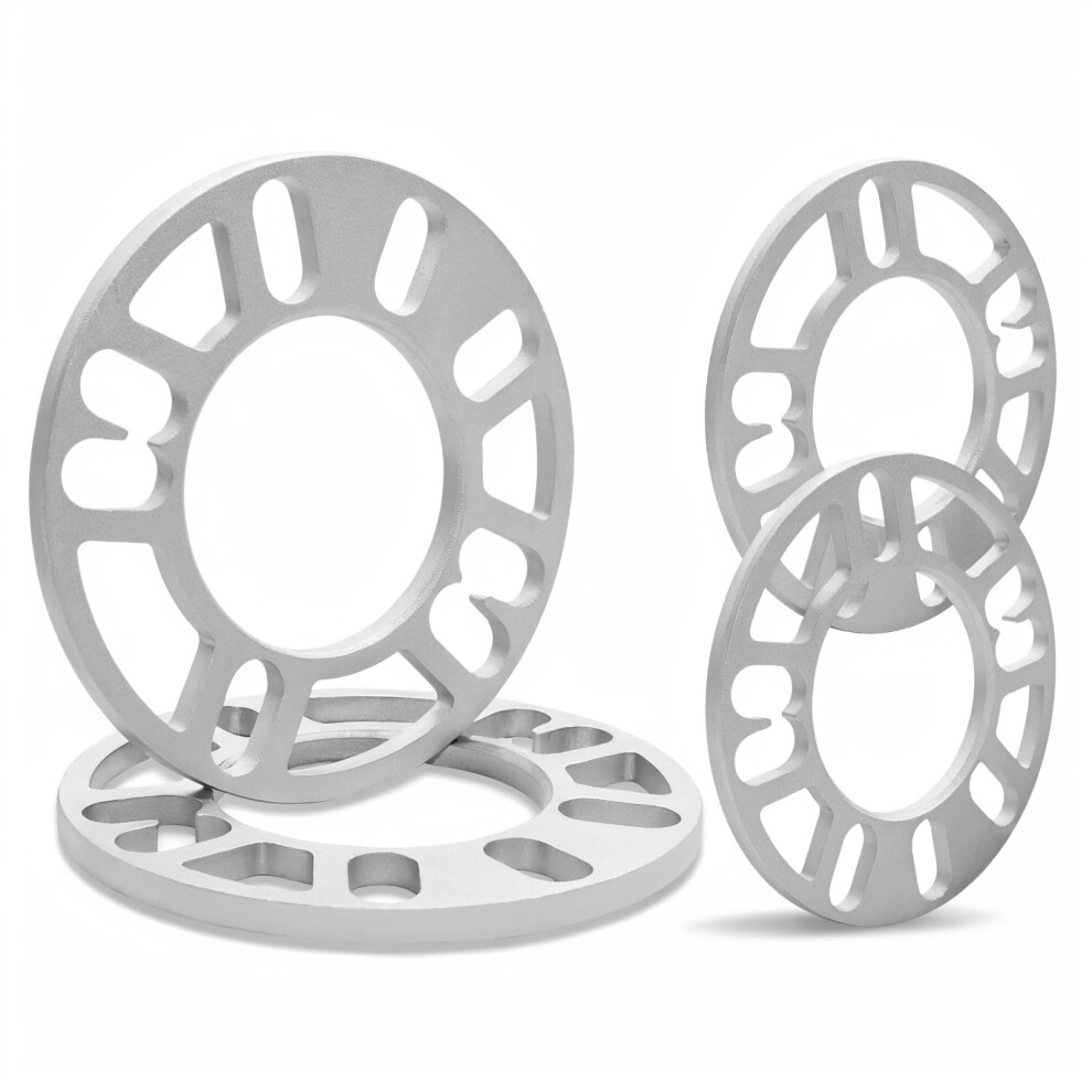Universal 8Mm Aluminum Wheel Spacers 4 Pack For 4 And 5 Lug Wheels Wider Stance And Stability Silver 9053599211853