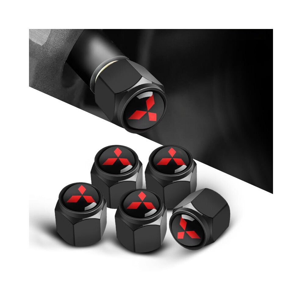 Car Tyre Valve Caps For Mitsubishi Triton 20192023, Tire Valve Stem Caps With Rubber Seal Black 9053599211860