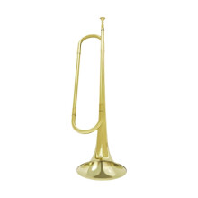 Golden B Flat Brass Bugle Trumpet  Durable Polished Cavalry Horn with Clear Resonant Sound
