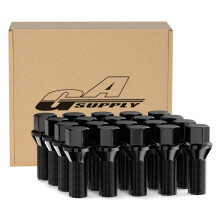 M14x1.25 Black Conical Seat Wheel Lug Bolts 56mm OnePiece for BMW 20pcs Set CorrosionResistant