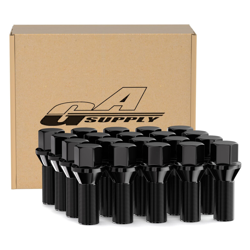 M14x1.25 Conical Seat Wheel Lug Bolts 56Mm Onepiece For Bmw 20Pcs Set Corrosionresistant Black 9174973722670