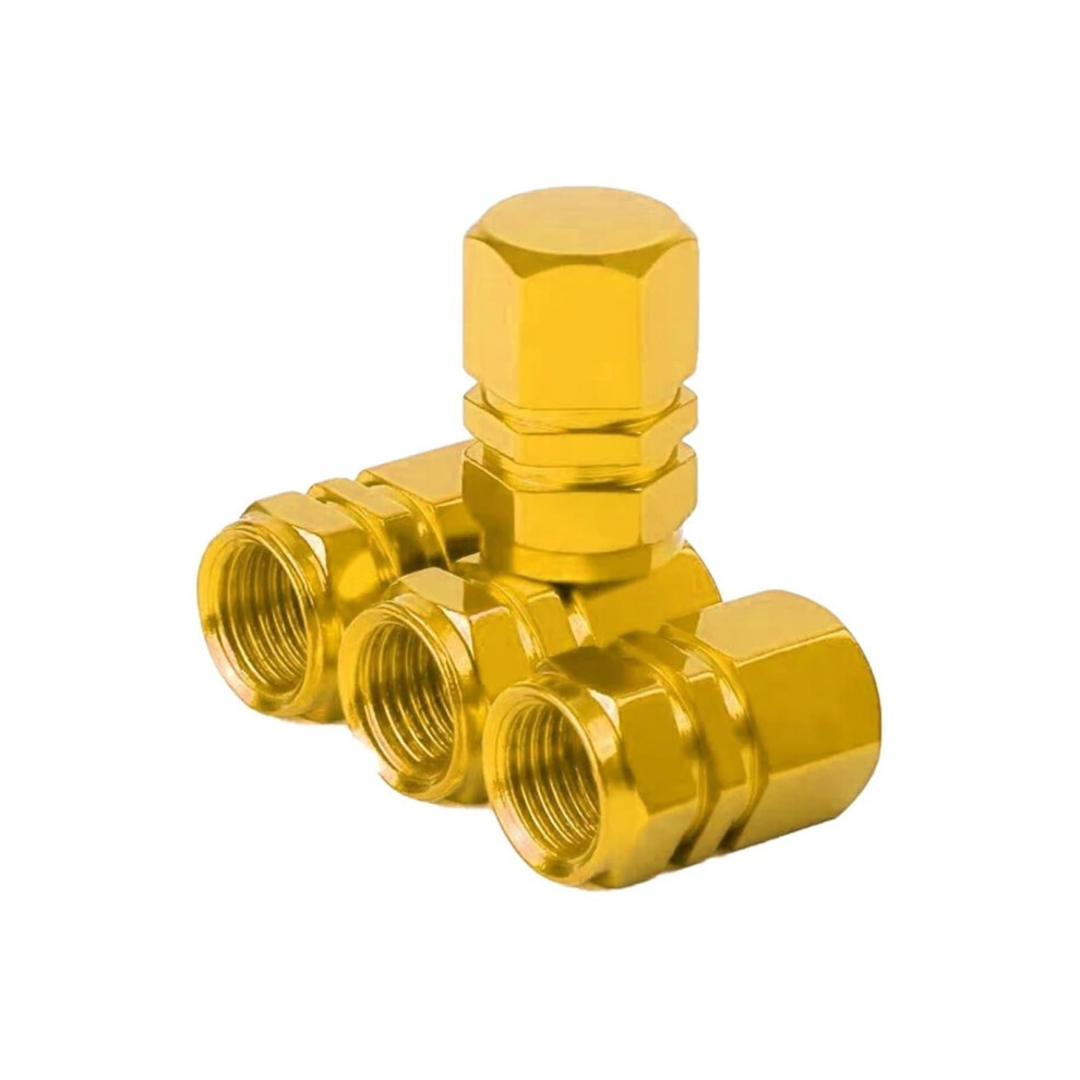 Aluminum Tire Valve Stem Caps Dustproof Protection For Car And Motorcycle Wheels 4Pc Golden 9174973722731