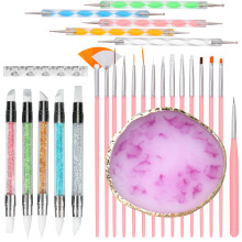 27pcs Nail Art Brushes Set and Dotting Tools Kit for Manicure DIY Salon with DualEnded Pens