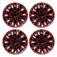 R14 Black Red Universal Hubcaps 4PCS Quick SnapOn Wheel Covers for Steel Rims ImpactResistant