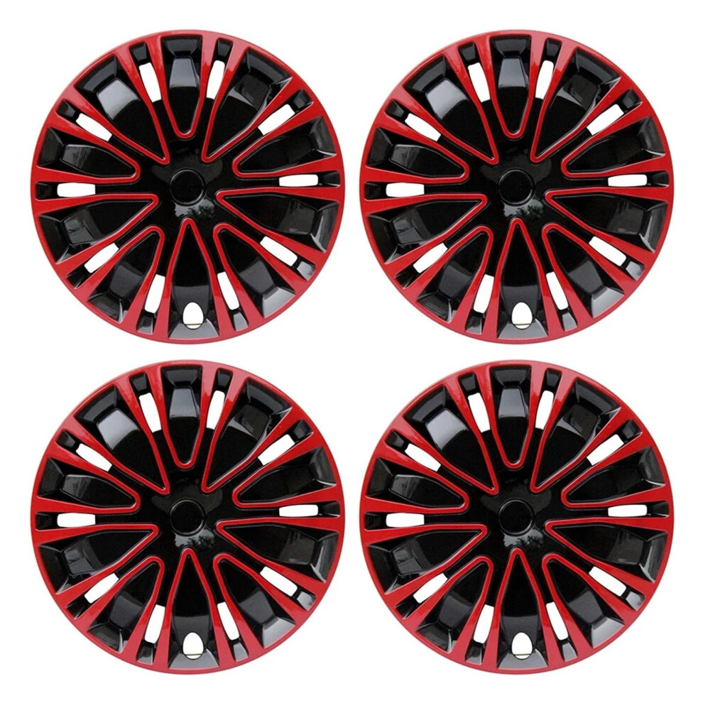 R14 Universal Hubcaps 4Pcs Quick Snapon Wheel Covers For Steel Rims Impactresistant Black/Red 9174973722779
