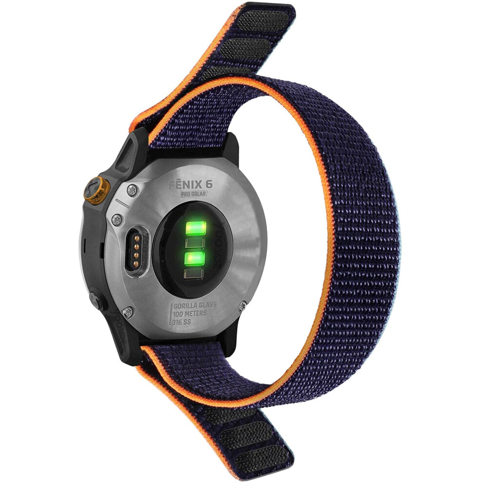 22Mm Nylon Loop Quick Release Adjustable Quick Dry Band Navy Watch Strap For Garmin Fenix Blue 9053599234654