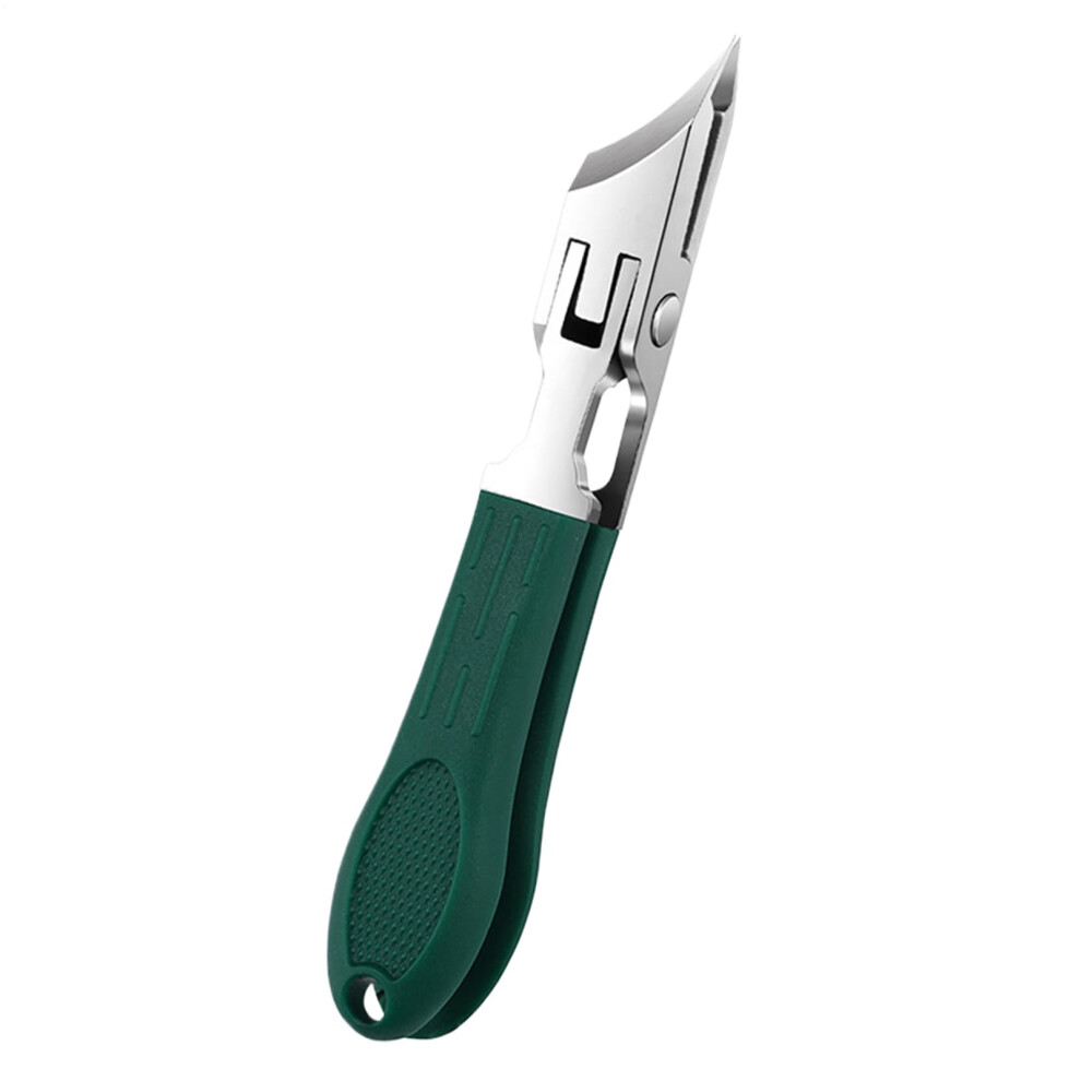 Stainless Steel Nail Clippers with Curved Safety Blade, AntiSplash Trimmer for Thick Toenails