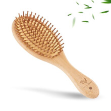 2PCS Bamboo Hair Brush Set Pain Detangling Paddle Brush for Wet or Dry Hair, Scalp Massage for All Hair Types