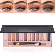 12 Colors Shimmer Eyeshadow Palette, Pigmented Smokey Makeup with LongLasting Waterproof Formula